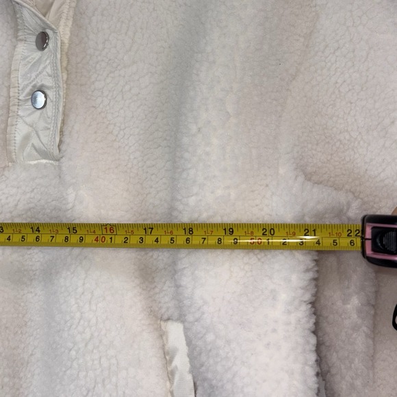 Athleta Sherpa 1/4 Snap Fleece Pullover Jacket Ivory Cream Size Small Petite - Picture 4 of 11